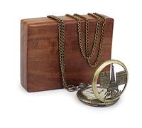 Kartique Eiffel Tower Pocket Watch Roman Number with Wooden Box, Gold, Hunter case, Gold, Hunter case