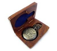 Kartique Full Hunter Embossed With Lucky Owl On Cover Analogue White Dial Pocket Watch With Chain With Wooden Box_001Owl