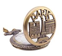 Kartique Full Hunter Pocket Watch Paris Engraving | Roman Number Dial | Pendant Necklace locket Full Hunter Case Watch | Roman Number Dial | Pendant | Necklace | Locket, Brown, Classic