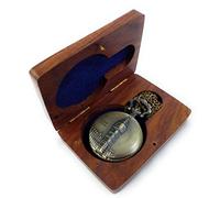 Kartique Full Hunter Pocket Watch with Chain Big Ben Tower On Cover Roman Dial Pendant Necklace Locket Wooden Box, Brown, strap