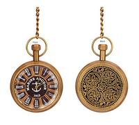 Kartique Marine Anchor Pocket Watch Roman Dial Chain Antique Brass 1912 | Marine anchor dial with ornamental floral back and vintage open face design for Home Decor, nautical collection and gifting