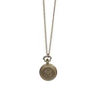 Kartique Pocket Watch with Chain United States Navy Mark Embossing with Wooden Box, Brown, Classic