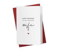 Karto Sweet Birthday Card for Wife Her - Large 5.5x8.5 inch Wife Birthday Cards - Simple 2.0