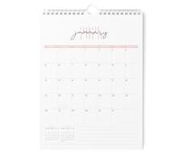 Karto Wall Calendar 2025 - Vertical 8.5x11 inch Runs Until June 2026 - Boost Your Productivity and Easy Planning with the Aesthetic Monthly Calendar - Two Font Pink