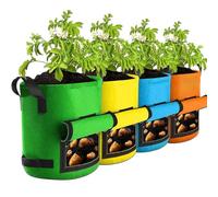 Kartoffel Pflanzsack - Bunte Kartoffel Pflanzsack - Kartoffels Pflanzsäcke | 4er-Set Pflanzsäcke Aus Vliesstoff | Tomaten-Pflanzgefäße Mit Klappfenster Ernte Ideal Für Den Anbau Von Karotten