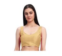 Kartutva Women's Readymade Sleeveless Saree Blouse Indian Designer Solid Choli Crop Top, Beige, 5X-Large