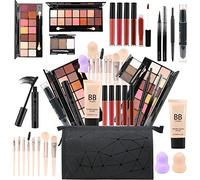 KARUIZI - All-in-One Makeup Gift Set for Women, Complete Set for 2 x 14 Colours Eyeshadow Palettes, 5 Sets Lip Gloss, Mask