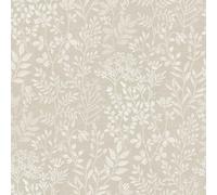 Karuna Beige Wallpaper - Botanical Organic Trail - Wildflowers Branches Leaves Freshness - Paste The Wall