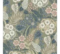 Karuna Retro White Orange Flowers Wallpaper - Dense Botanical Floral - Vintage Nostalgic - Paste The Wall