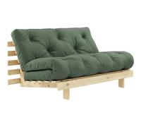 Karup - Roots 140 Sofa Bed With Mattress, Raw / Olive Green - Olive Green