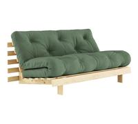 Karup - Roots 160 Sofa Bed With Mattress, Raw / Olive Green - Olive Green