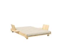 Karup Social Sofa Bed With 2 Backrests, Side Tables & Mattress 140x200 Clear Lacquered Pine/747 Beige