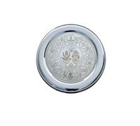 KARVA GROUP Stainless Steel Pooja Set Box Set of 1 - (Size - 7) | Roli, Chawal, Chandan, Kumkum Puja Mandir Box | Dibbi with 7 Containers | Dabba | Steel Round Box | Box for Pooja