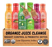 Karviva Organic Juice Cleanse Variety Pack - Low-Sugar, Prebiotic Detox with Sprouts and Adaptogens, Ancient Remedies for Liver Health, Boost Immunity & Restore Digestion, 6 BPA-Free Bottles (12 oz