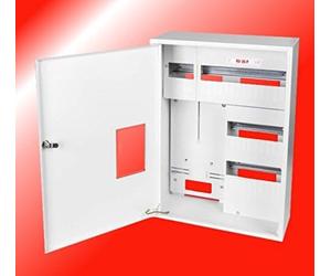 Karwasz Meter Cabinet Fuse Box Distribution Board IP-30 1 x 3 Phase Counter and 36 Fuses Surface-Mounted Plastic Distributor Electricity Meter
