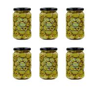 Karyatis Green Olives Stuffed with Pimento in Brine (Pack of 6 x 350g Jars)