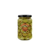 Karyatis Spanish Green Olives Stuffed with Pimento in Brine, Glass Jar, 350 g