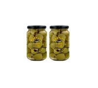 Karyatis Spanish Green Queen Olives in Brine Glass Jar 350 g Pack of 2