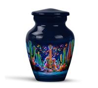 KARYLIZ Guitar Urn for Dad - Mini Keepsake Music Notes Funeral Urns for Adult Ashes Women - Cactus Cremation Urn for Adult Man - Tiny Urns for Ashes Women - Keepsake for Loved Ones 3 Inch