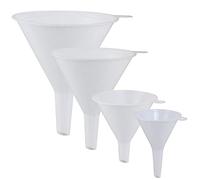 KarZone Plastic Funnel - 4 Pack of Round Kitchen Funnels for Filling Bottles, Jars & Containers - Small Funnel Sets - Automotive Oil Funnel for Gas, Lubricants and Fluids, White