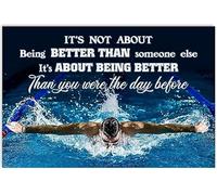 KasaBlaro Canvas Wall Art Motivation Poster Swim Poster It's Not About Being Better Than Someone Else Frameless Painting Prints Club Gym Bedroom Living Room Decor Gifts 16x20Inches
