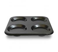 KasaBona 4-Cup Yorkshire Pudding Tray - Non-Stick Coating Carbon Steel Baking Pan Ideal for Crispy & Fluffy Results | Easy-Release | Oven & Dishwasher Safe (4 Cup - Single Pack)