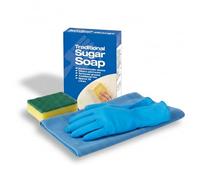 KasaBona Sugar Soap 450g - Powerful Wall Cleaner & Painting Preparation Solution Multi-Surface Cleaner & Degreaser Removes Grease Grime | Concentrate with Microfibre Cloth, Sponge & Safety Gloves