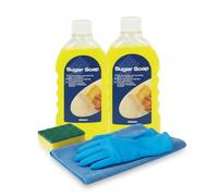 KasaBona Sugar Soap - Powerful Wall Cleaner & Painting Preparation Solution Multi-Surface Cleaner & Degreaser Removes Grease Grime | 2 x 500ml Concentrate with Microfibre Cloth, Sponge & Safety Gloves