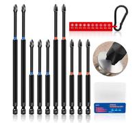 KASAFE 10 Pcs Long PZ2/PH2 Magnetic Impact Screwdr