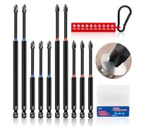 KASAFE 10 Pcs Long PZ2/PH2 Magnetic Impact Screwdriver Bits-S2 Steel Construction, Multi-Size Durable Design for Heavy-Duty Use, Universal 1/4" Hex Shank for Power Drivers
