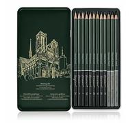 KASAFE 12-Piece Sketching Pencil Set, 9 Graphite (2H-8B) & 3 Charcoal Pencils, Non-Toxic Art Supplies for Artists, Beginners, Students, for Drawing, Shading, Outlining, Metal Tin Case