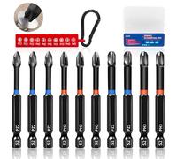 KASAFE 75mm PZ2/PH2/PZ3/PH3 Magnetic Impact Screwdriver Bits,S2 Steel Phillips Pozidriv Screwdriver Bit Sets, Multi-Size Durable Design for Heavy-Duty Use, Universal 1/4" Hex Shank for Power Drivers