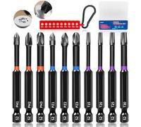 KASAFE 90mm Magnetic Impact Screwdriver Bits Set，S2 Steel Phillips Pozidriv and Torx Screwdriver Bits Set, Multi-Size Durable Design for Heavy-Duty Use, Universal 1/4" Hex Shank for Power Drivers