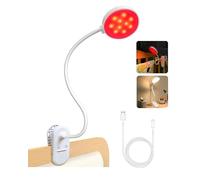 Kasanfe Red Light Reading Lamp, Clip-on Book Light with Timer, Dimmable Rechargeable Night Light for Bedroom, Desk, Laptop, Headboard