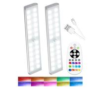 Kasanfe Under Cabinet Kitchen Lights 58-LED RGB Motion Sensor Lights Indoor Rechargeable, Battery Operated LED Closet Lights Remote Under Counter Lighting for Kitchen Shelf Pantry Desk (2 Packs)