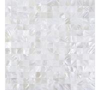 KASARO Peel and Stick Backsplash Shell Tiles, Mother of Pearl Mosaic Self Adhesive Tiles for Kitchen Wall Bathroom Bedroom Decor, White, 6-Sheet