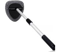 Kasauber Car Windshield Cleaner Tool Inside, 23" Long Handle Auto Window Cleaning Brush Kit with 4pcs Carbon Microfibre Pads for Interior Exterior Windscreen Glass Dust Fog Moisture Removal