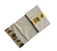 Kasavu Saree with Mural Print, Kerala Traditional White Cotton Handloom with Golden Border, Onam, Kuthampully Handlooms