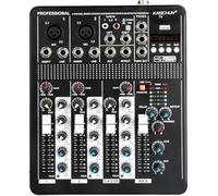 KASCHUN T4 4-Channel Digital Audio Mixer with 48V Phantom Power, USB/MP3 Input, Reverb Effects for PC Recording, Parties & Weddings