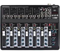 KASCHUN T7 7-Channel Audio Mixer with 48V Phantom Power, USB/MP3 Input & Reverb Effects for PC Recording, Parties & Weddings