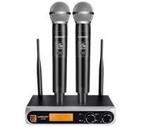 Kaschun Wireless Microphones, Dual UHF Handheld Wireless Microphone System with Receiver for Karaoke, Church, Wedding, DJ & Singing, XLR & 6.35mm Audio Output, 60 m (KA-328)
