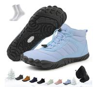 Kasdava Master - Non-Slip & Waterproof Winter Barefoot Shoe, Wide Toe Box Hiking Walking Boots Unisex, Zero Drop Sole Warm-Lined Outdoor Footwear(Blue,11 UK)