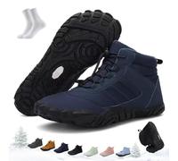 Kasdava Master - Non-Slip & Waterproof Winter Barefoot Shoe, Wide Toe Box Hiking Walking Boots Unisex, Zero Drop Sole Warm-Lined Outdoor Footwear(Dark Blue,11 UK)