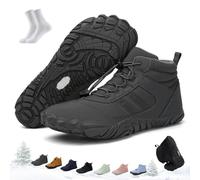Kasdava Master - Non-Slip & Waterproof Winter Barefoot Shoe, Wide Toe Box Hiking Walking Boots Unisex, Zero Drop Sole Warm-Lined Outdoor Footwear(Grey,11 UK)