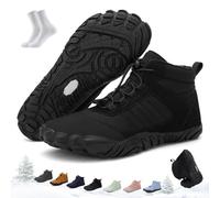 Kasdava Master - Non-Slip & Waterproof Winter Barefoot Shoe, Wide Toe Box Hiking Walking Boots Unisex, Zero Drop Sole Warm-Lined Outdoor Footwear(Black,11 UK)