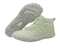 Kasdava Master - Non-Slip & Waterproof Winter Barefoot Shoe, Wide Toe Box Hiking Walking Boots Unisex, Zero Drop Sole Warm-Lined Outdoor Footwear(Green,5 UK)
