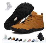 Kasdava Master - Non-Slip & Waterproof Winter Barefoot Shoe, Wide Toe Box Hiking Walking Boots Unisex, Zero Drop Sole Warm-Lined Outdoor Footwear(Brown,11 UK)
