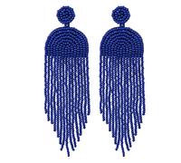 Kaseakia Big Large Beaded Tassel Earrings for Women, Long Handmade Seed Bead Beaded Dangle Earrings, L, Zinc, No Gemstone