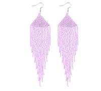 Kaseakia Long Beaded Dangle Earrings, Big Large Seed Bead Beaded Tassel Earrings for Women, Zinc, No Gemstone