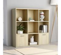 kasen wooden bookcase with 2 doors in sonoma oak